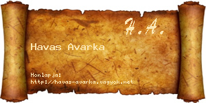Havas Avarka névjegykártya